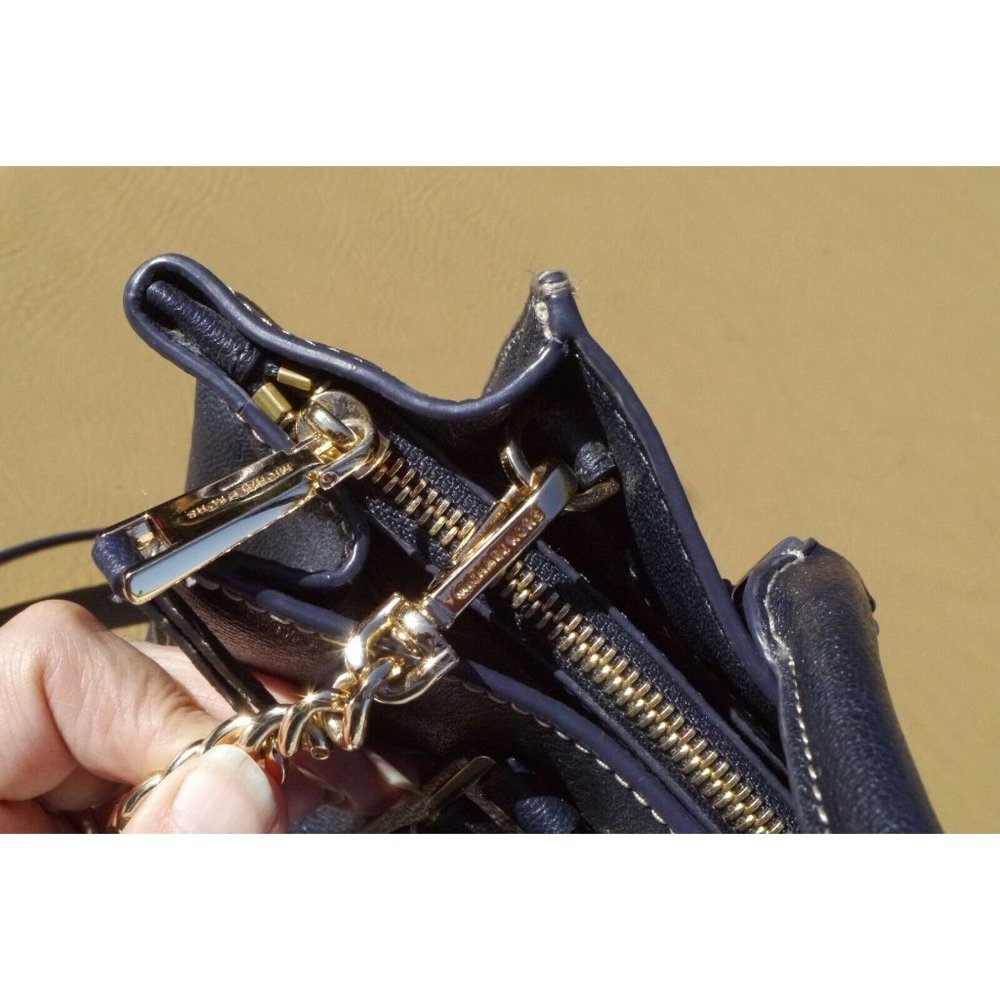 MICHAEL KORS Bag Alessa Medium Satchel Crossbody Pebbled Leather Admiral Blue - Picture 3 of 12